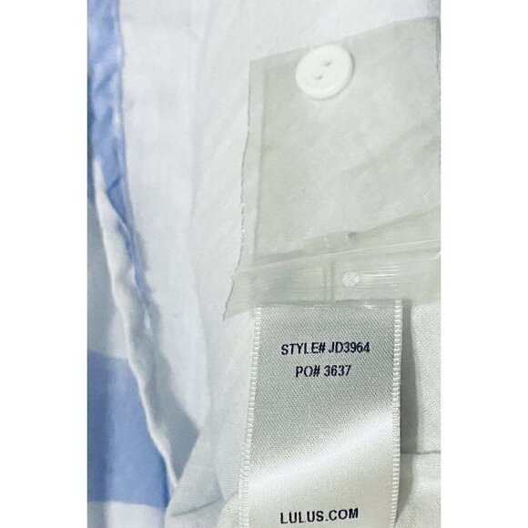 Lulus Dress Womens Medium Transatlantic Voyage Blue Stripe Midi Blue Cotton - Picture 7 of 7